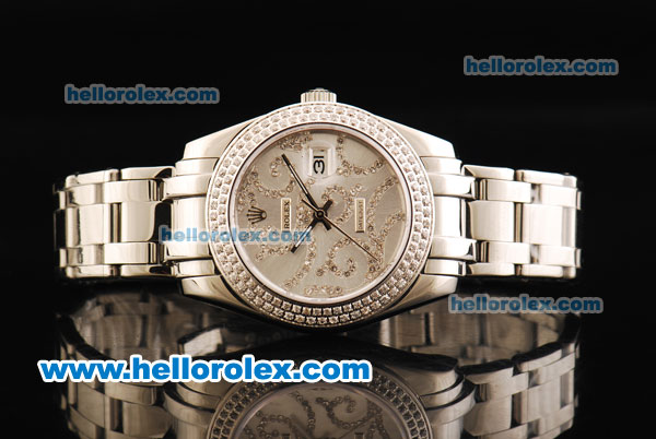 Rolex Datejust Automatic Movement Full Steel with Double Row Diamond Bezel - White Dial - Click Image to Close